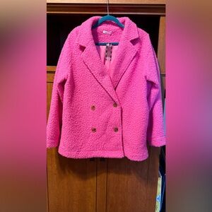 H003 NWT Cozy Co L pp23 Chic Pink Teddy Jacket Coat